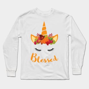 Unicorn Thanksgiving Women and Toddler Fall T-Shirt blessed Long Sleeve T-Shirt